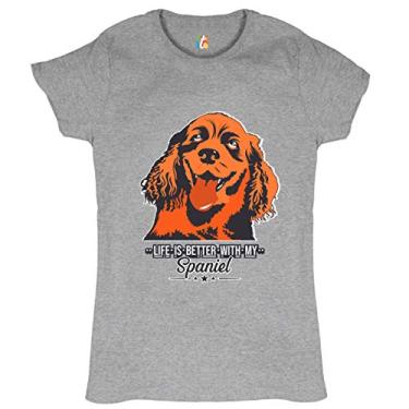 Imagem de Camiseta feminina Life is Better with My Spaniel Pet Owner I Love My Dog, Cinza, XXG
