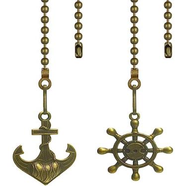 Imagem de Hyamass 2 peças Vintage âncora e roda pingente pendente ventilador de teto pendente puxa corrente extensor com conector de corrente esférica Bronze