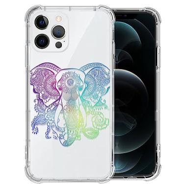 Imagem de Bvkilrvc Capa compatível com iPhone 12 Pro, capa protetora de luxo com elefante gradiente transparente para iPhone 12 para meninas, capa protetora de TPU à prova de choque de plástico de luxo para iPhone 12/12 Pro