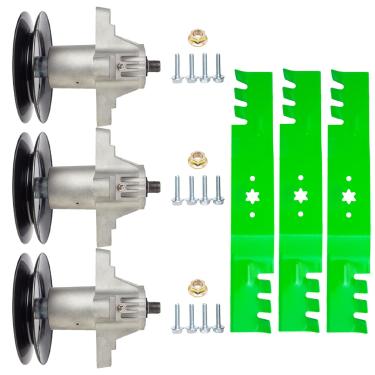 Imagem de Pacote com 3 618-05137 918-05137 Conjunto de eixo para MTD Cub Cadet Cortador de grama de giro zero de 137.2 cm RZT-L54 KW RZT-S54 Toro 119-8445 Z6600 285-157 80-11-Lâmina 795 Compatível com Cub Cadet