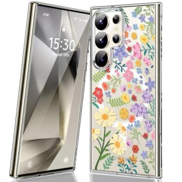 Imagem de JUNAUTTB Capa para Samsung Galaxy S22 Ultra compatível com magnético, design de padrão floral moderno transparente, bumper slim fit durável para meninas, capa de telefone feminina 17.3 cm, Secret
