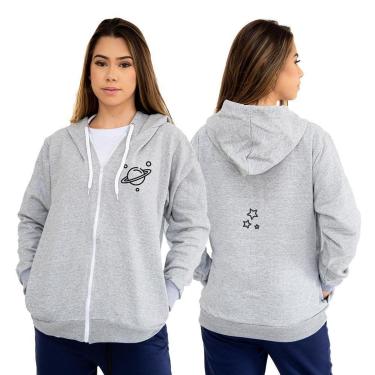 Imagem de Blusa De Frio Moletom Feminino Aberto Bolso Canguru Planeta-Feminino