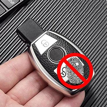 Imagem de YJADHU Capa de chave de carro TPU de couro porta-chaves de carro, apto para Mercedes Benz E C S W204 W212 W176 GLC CLA GLA,1