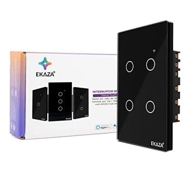 Imagem de EKAZA Interruptor Inteligente Zigbee, Touch, borda 2.5 D, 4 Botões, Preto, Compativel com Google Assistant e Amazon Alexa - EKGC-T207-4ZP