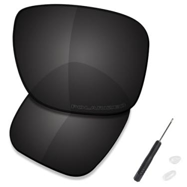 Imagem de SAUCER Lentes de substituição premium e chave de fenda H20 e peças de nariz para óculos de sol Oakley Holbrook Metal OO4123 de alta definição - preto de carbono polarizado