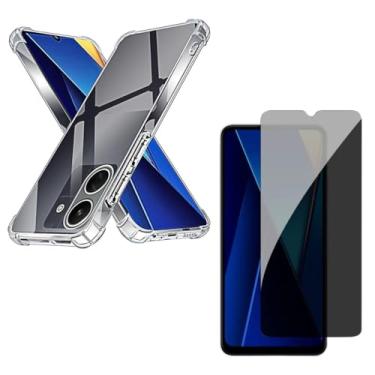 Imagem de Capa Capinha Anti Impacto + Película Privacidade 3D Para Poco C65 Tela De 6,74 Polegadas - (Bluepink)