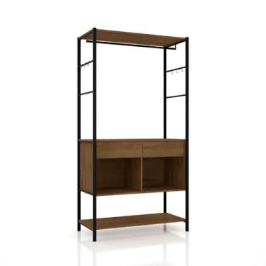 Imagem de Guarda Roupa Closet Industrial 2 Gavetas Veneza Preto/Demolição 90cm - Pallazio
