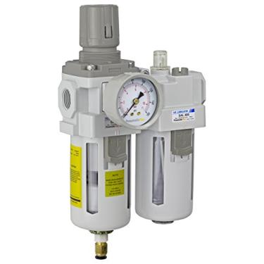 Imagem de Filtro PneumaticPlus SAU410-N04DG Compressed Air Regulator Lubrificador sobreposto Combo 1/2" NPT - Poly Tigela, Auto Drain, Bracket, Medidor