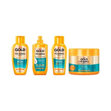 Imagem de Kit Niely Gold Pos Quimica Shampoo + Cond + CR Pentear + Masc