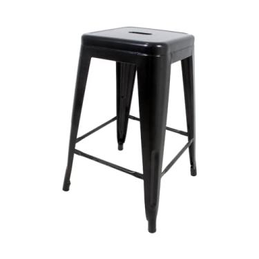 Imagem de Banqueta para Bar Cozinha Restaurante Iron Tolix Design Industrial Média Sem Encosto Preta