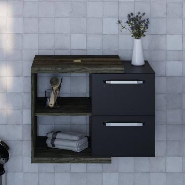 Imagem de Armário Gabinete Nexus 65cm Contemporâneo Carvalho Dark/Preto Ônix