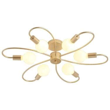 Imagem de Pendente Sputnik Moderna 6 Lâmpadas Luster Plafon De Metal E27 Iluminação Interior 110V/220V Para Sala De Estar Quarto - Ouro