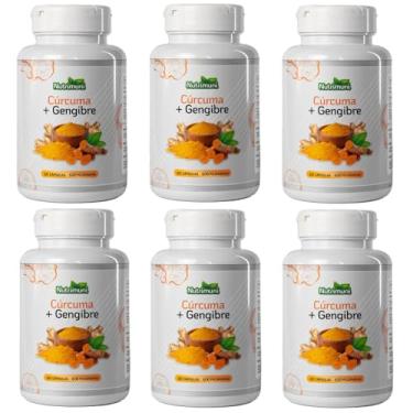 Imagem de Cúrcuma com Gengibre Premium - 6 Potes com 360 Cápsulas Gelatina 600mg (360)