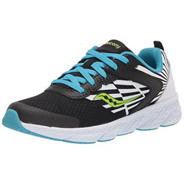 Imagem de Saucony Tênis de corrida infantil unissex Wind, Preto/branco/azul, 11 Wide Big Kid