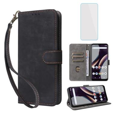 Imagem de IUQXU Capa carteira para celular Nokia C01 Plus com protetor de tela [bloqueio RFID] couro flip suporte para cartão alça de pulso mulheres homens capa de celular para Nokia C01Plus C01+ preta