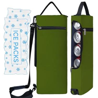 Imagem de Bolsa térmica de golfe mais bolsa térmica com face macia - comporta 6 pacotes de latas ou 2 garrafas de vinho - manga cinza camuflada para cerveja de golfe preta cabe discretamente em sacos de golfe
