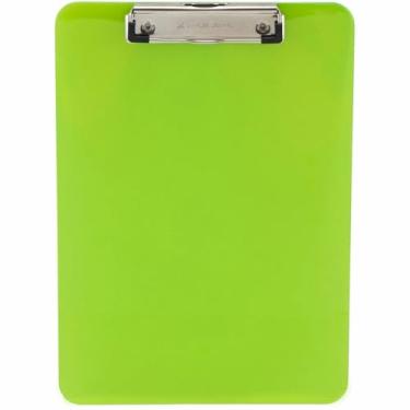 Imagem de Charles Leonard Prancheta de plástico transparente com clipe de perfil baixo e gancho de puxar, tamanho carta, verde neon, 1 cada (89725)