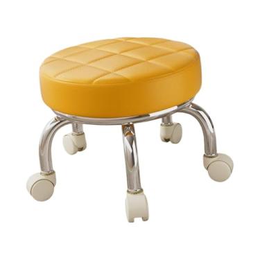 Imagem de Generic 360° Rotating Low Roller Seat Stool Banco de trabalho doméstico resistente para crianças e adultos Rodízios giratórios Polia Rodas Banco para salões, Laranja