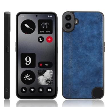 Imagem de Kukoufey Capas de telefone compatíveis com Nothing CMF Phone 1, couro PU retrô ultrafino à prova de choque compatível com Nothing CMF Phone 1 capa azul