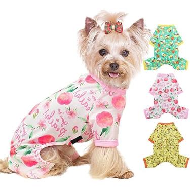 Imagem de Yikeyo Pijama para cães tamanho pequeno menino menina, roupas elásticas de algodão para animais de estimação, roupas para cachorros fêmeas e machos, primavera verão cachorrinho (rosa pêssego, 2GG)