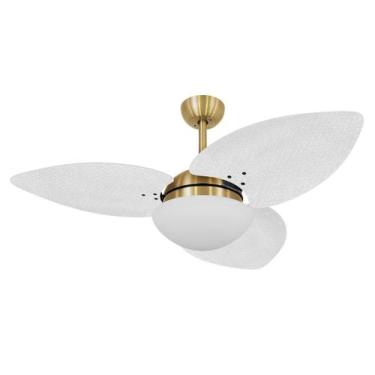 Imagem de Ventilador De Teto Dunamis Dourado 3P Rattan Branco 110V - Volare