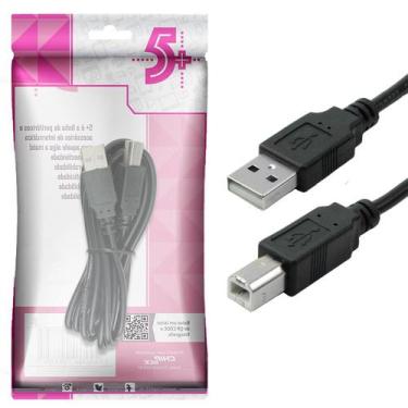 Imagem de Cabo Usb 2.0 - Usb A Macho + Usb B Macho 2.0 - 2m - Preto 5+, 018-1403