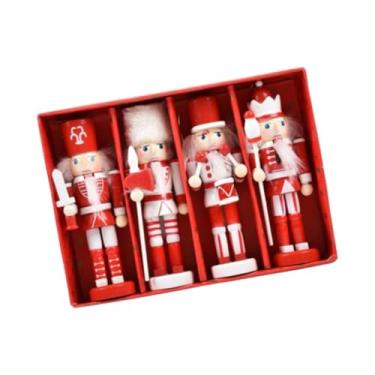 Imagem de Esquirla 4Pcs Quebra-nozes Bonecos Estátuas Decorações de Natal Decoração para Casa Brinquedo Natal Pingentes Pendurados para Desktop Fazenda Escritório, Vermelho Branco
