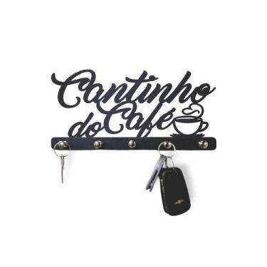Imagem de Porta Chaves Organizador Cantinho Do Café Mdf Alto Relevo Preto Decora