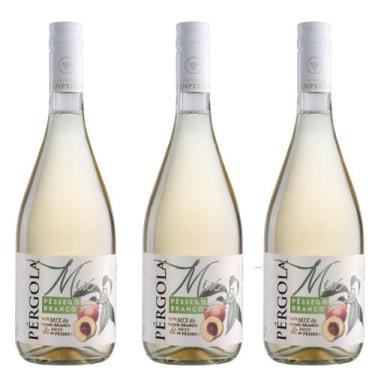 Imagem de Kit 03 unidades Suco Pessego com Vinho Branco Suave Pérgola Garrafa 75