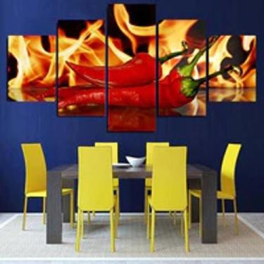 Imagem de Quadro Decorativo Mosaico De 5 Peças Pimenta Malagueta - Kyme Quadros,