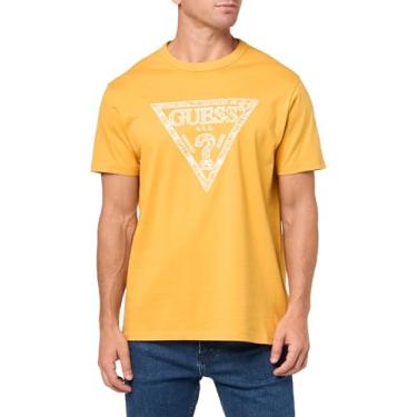 Imagem de GUESS Camiseta masculina Eco Triangle Embro, Dusty" - Ouro, GG