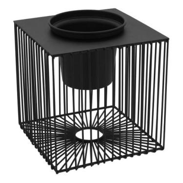 Imagem de CACHEPÔ METAL 24x22x22cm PRETO VASO DECORATIVO ENFEITE PLANTA - NH, Ma