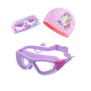 Imagem de Kit Óculos e Touca de Natação Infantil Hero Band Coleção Tibumm, Roxo 