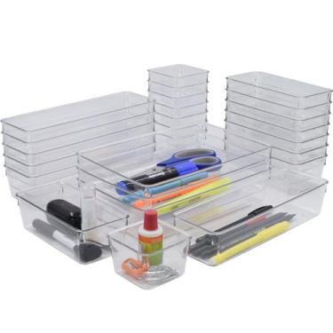 Imagem de Kit 25 Pçs Organizador de Gaveta Modular Multiuso Porta Maquiagem Talh