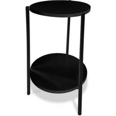 Imagem de Mesa Mesinha De Canto Redonda Decoração Qatar Industrial Preto - Genus