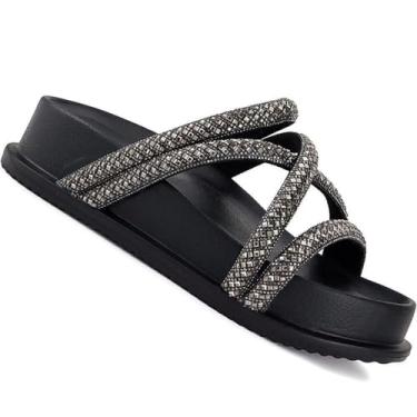 Imagem de Tamanco Feminino Santinelli Papete Tiras Trançadas Preto 34