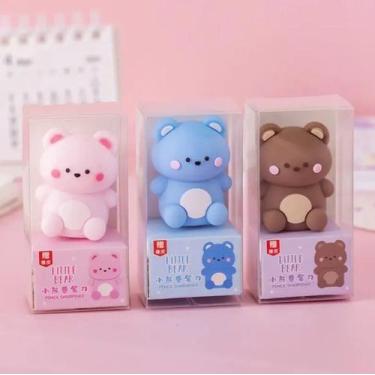Imagem de Apontador Escolar Formato Ursinho Fofo com Borracha Little Bear Kwaii 