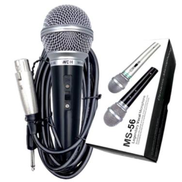 Imagem de Microfone Profissional Com fio 3M Dinâmico MS-56 - Kingleen, Preto