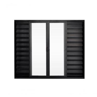 Imagem de Veneziana 6 Folhas De Correr S/grade 1.00 X 1.20 Alumínio Preto Linha Modular - Hale