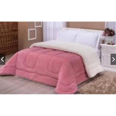Imagem de Coberdrom Queen Size Pele Carneiro Dupla Face Aspen Rosa - Tuca Casa