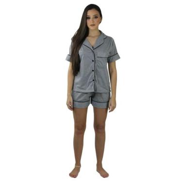 Imagem de Pijama Americano Blogueira Feminino Aberto Com Botões - Cia da Seda, G