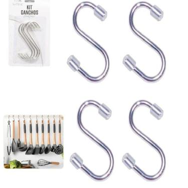 Imagem de Kit 4 Ganchos S Organizador em Aço Cabide com Silicone - Ami