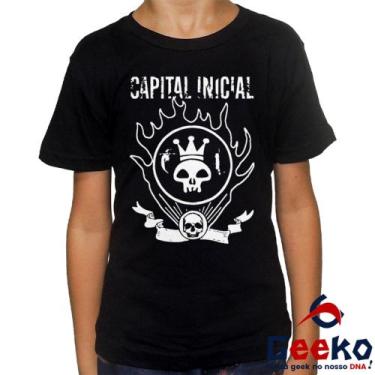 Imagem de Camiseta Infantil Capital Inicial 100% Algodão Geeko, Preto, 2