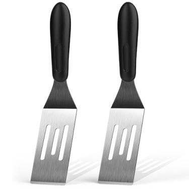 Imagem de Espátula pequena, 2 peças, mini espátula de servir para uso na cozinha, espátula de metal para servir e virar, ideal para panquecas, brownies, sobremesas, biscoitos, ovos ou frigideiras pequenas