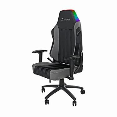 Imagem de X Rocker Sigma Cadeira de mesa de escritório para jogos de computador, com luzes LED RGB para apoio de cabeça, assento ajustável e apoio de braço, 0780401, 62 x 126,5 x 53 cm, preta