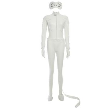 Imagem de Micotaku Miraculous Cat Blanc fantasia cosplay unissex branco de couro elástico fantasia de Halloween, Branco, P