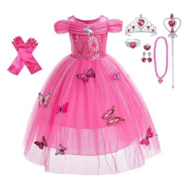 Imagem de Dressy Daisy Fantasia infantil de princesa para meninas, com acessórios, roupa de borboleta extravagante, tamanho 2 anos, rosa choque