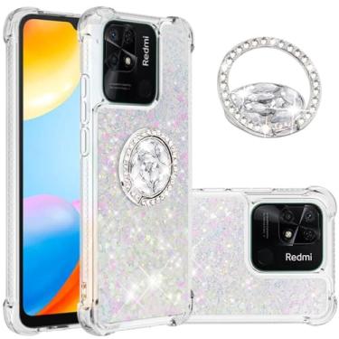 Imagem de Monwutong Capa Slim Fit para Redmi 10C, TPU macio com glitter líquido efeito areia movediça anel de silicone, capa de proteção de tela e câmera para Redmi 10C, WTZH colorida