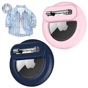 Imagem de SZJCLTD Suporte Apple AirTag para crianças com pino, rastreador GPS leve oculto seguro para crianças, compatível com Apple Air Tags, pacote com 2 para crianças, idosos, coleira de animais de