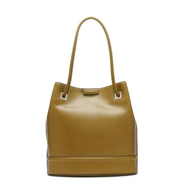 Imagem de Calvin Klein Bolsa feminina cinza – Norte/Sul, couro vegano, 2 bolsos, Galho de oliva, One Size